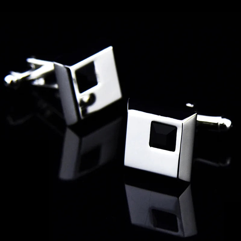 JHSL Square/Rectangle Men Cufflinks Purple White Black Blue Red Pink Stonee Fashion Jewelry Metal Shirts Party Gift