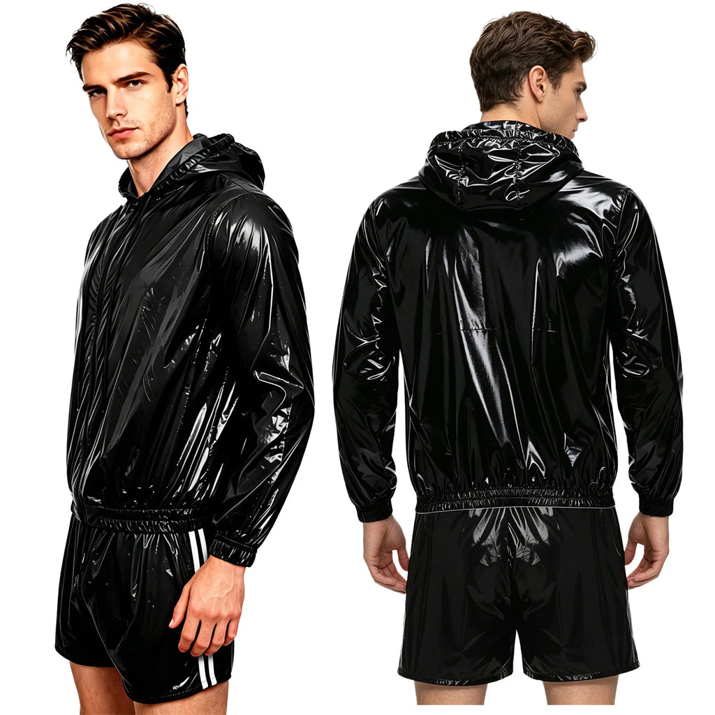 Men's Waterproof Tracksuit Sweat Outfit Sleeveless Buttons Tank Tops And Boxer Shorts Gym Workout Fitness Sportswear Swimwear