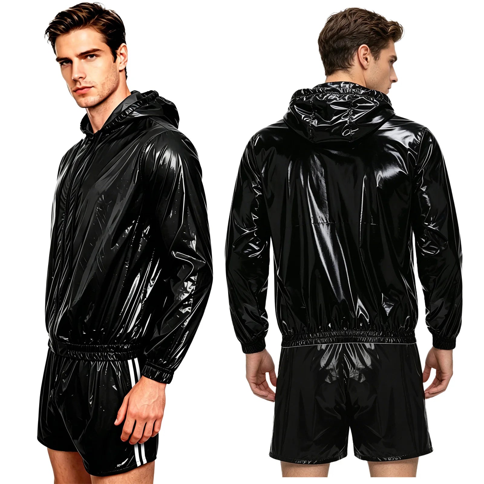 Men's Waterproof Tracksuit Sweat Outfit Sleeveless Buttons Tank Tops And Boxer Shorts Gym Workout Fitness Sportswear Swimwear