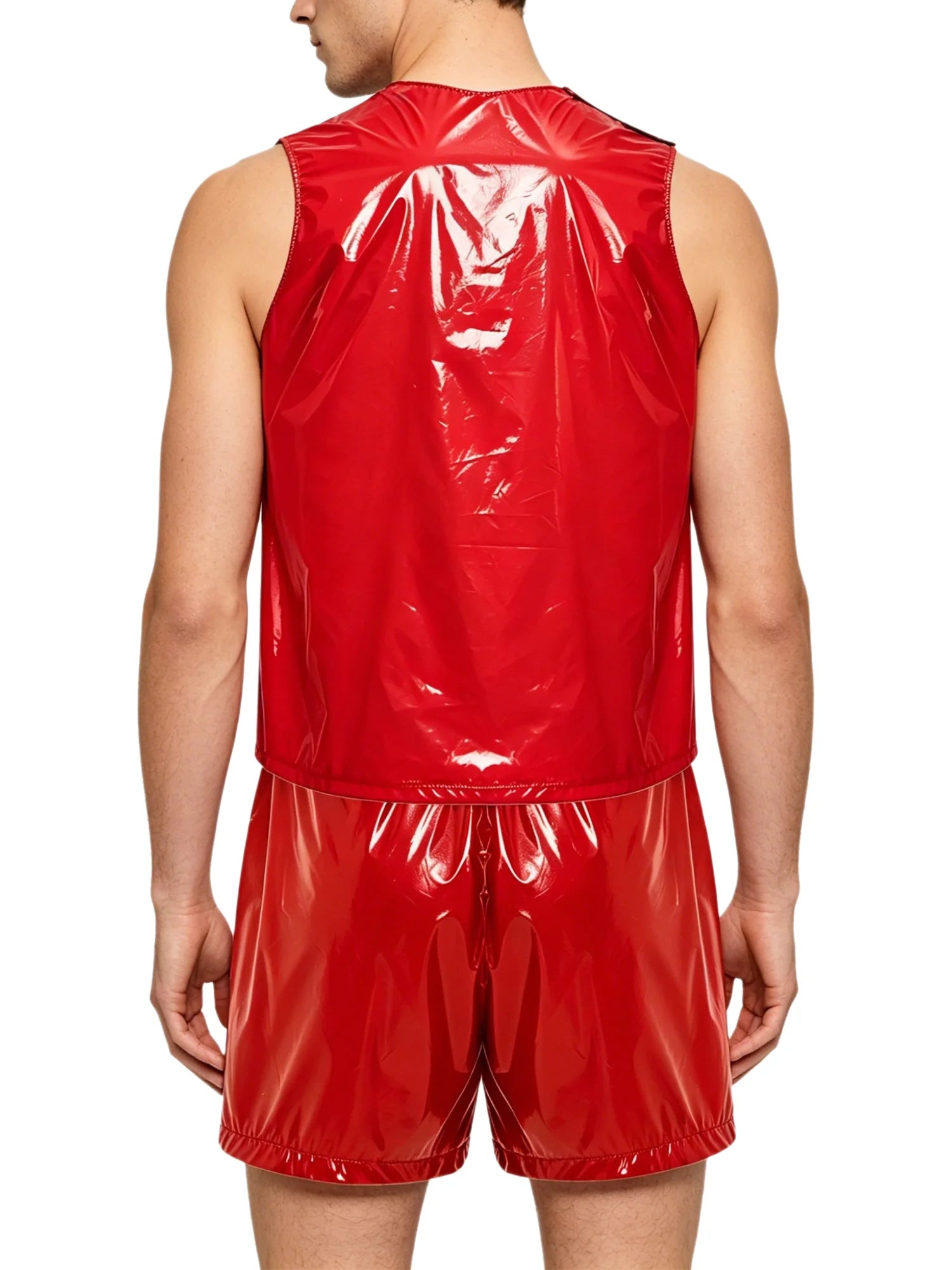 Men Waterproof Sweat 2 Piece Set Tank Top and Side Button Boxer Shorts Adaptive Clothing Quick Dry Breathable for Special Needs