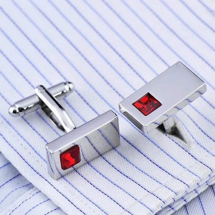 JHSL Square/Rectangle Men Cufflinks Purple White Black Blue Red Pink Stonee Fashion Jewelry Metal Shirts Party Gift
