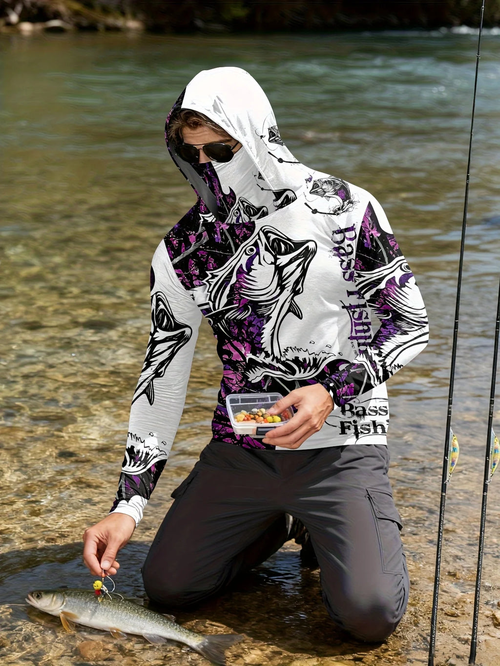 Fishing hooded sweatshirt for men long-sleeved sun protection shirt hunting sport shirt sun protection fishing beach top