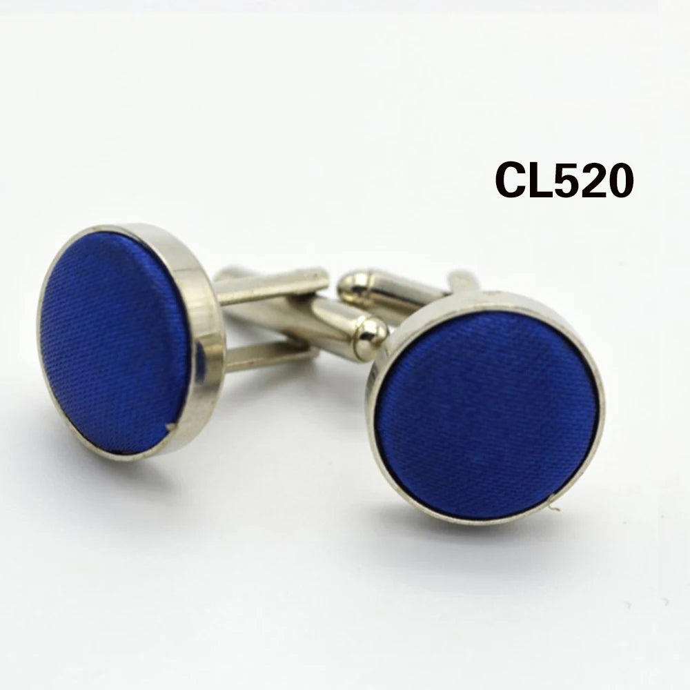 HUISHI Round Cufflinks Mens For Business Shirt Wedding Party Men Cufflink Solid Cloth Round Cuff links Accessories Wholesales