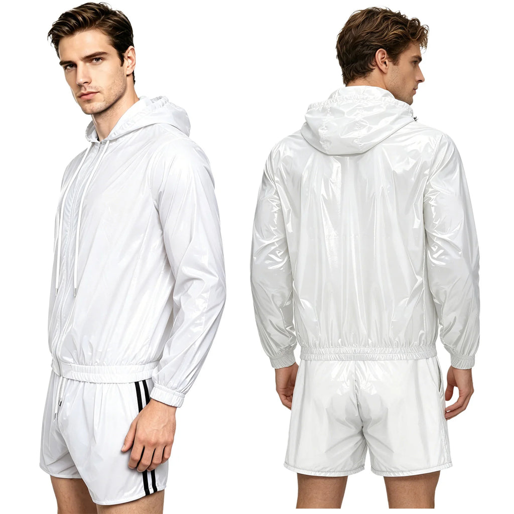 Men's Waterproof Tracksuit Sweat Outfit Sleeveless Buttons Tank Tops And Boxer Shorts Gym Workout Fitness Sportswear Swimwear