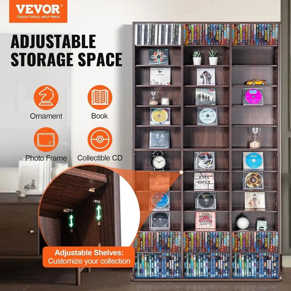 Compact Adjustable Media Storage Cabinet for CDs, DVDs, Games, and Collectibles