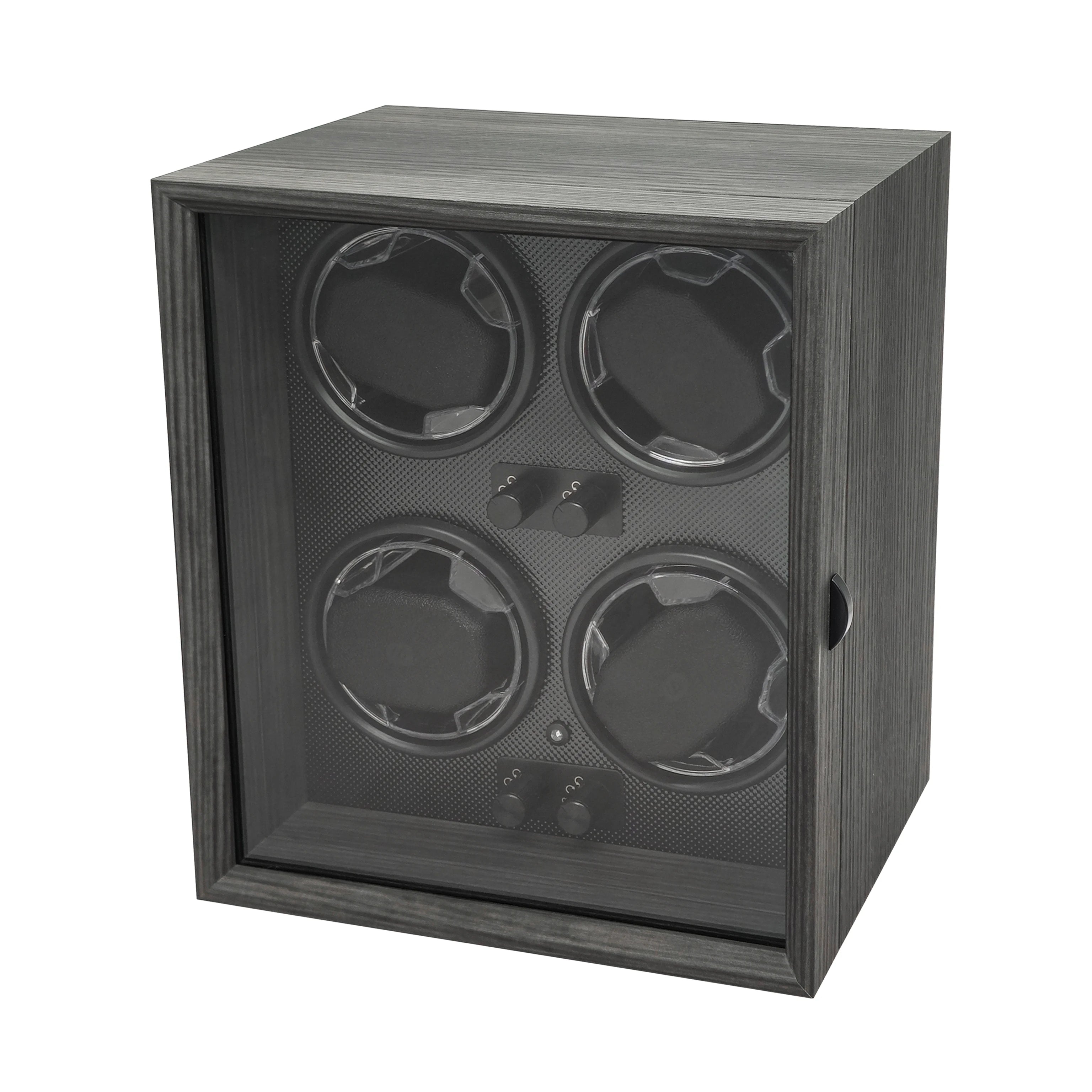 Watch Display Luxury Black Walnut Grain 2 4 Slot Rotating Stop Open Function Watch Winder Storage Box With Active Muting