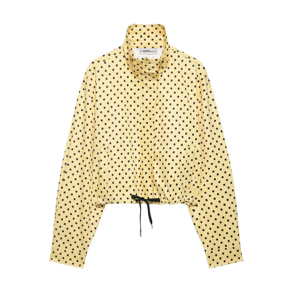 Cross-border European and American Women's Clothing AliExpress Bestseller Fashion Polka Dot Peffle-tulle Coat + Mini Shorts Set
