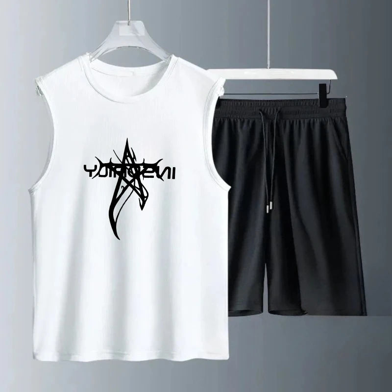 Men's Tank Top Sets 2026 Summer Quick drying oversize running sports Breathable outfits two piece  Tracksuit men seaside beach