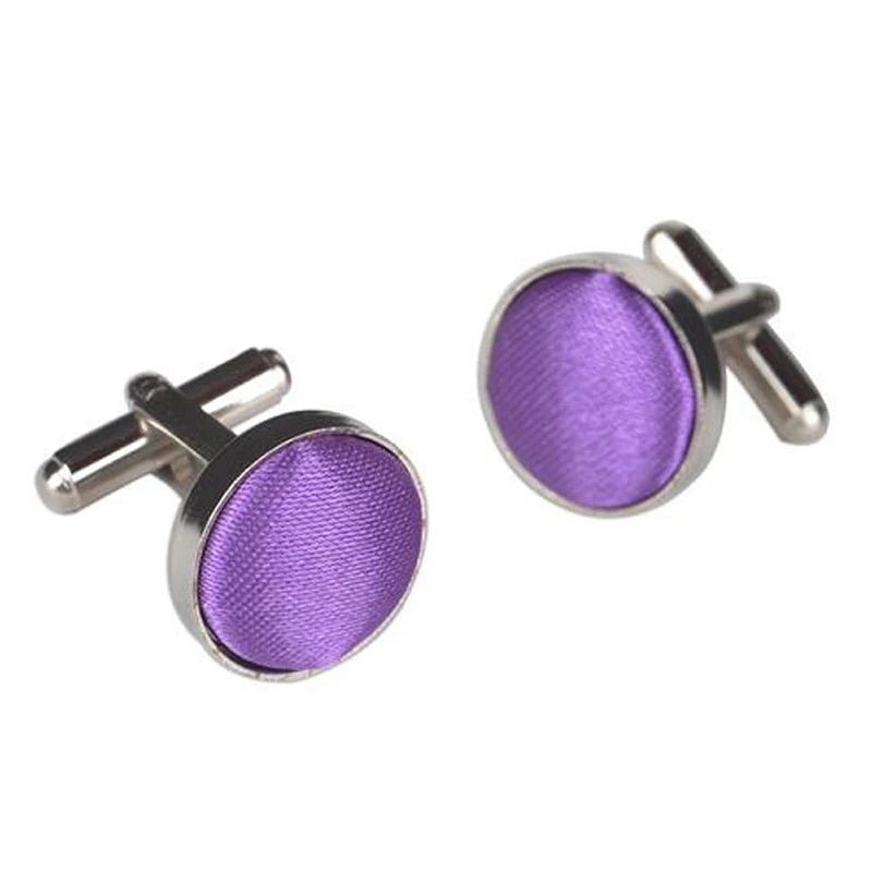 HUISHI Round Cufflinks Mens For Business Shirt Wedding Party Men Cufflink Solid Cloth Round Cuff links Accessories Wholesales