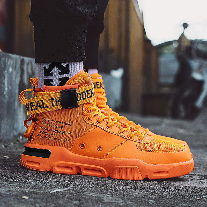 Men's Air Force 1 High-top Sneakers in Orange and Green