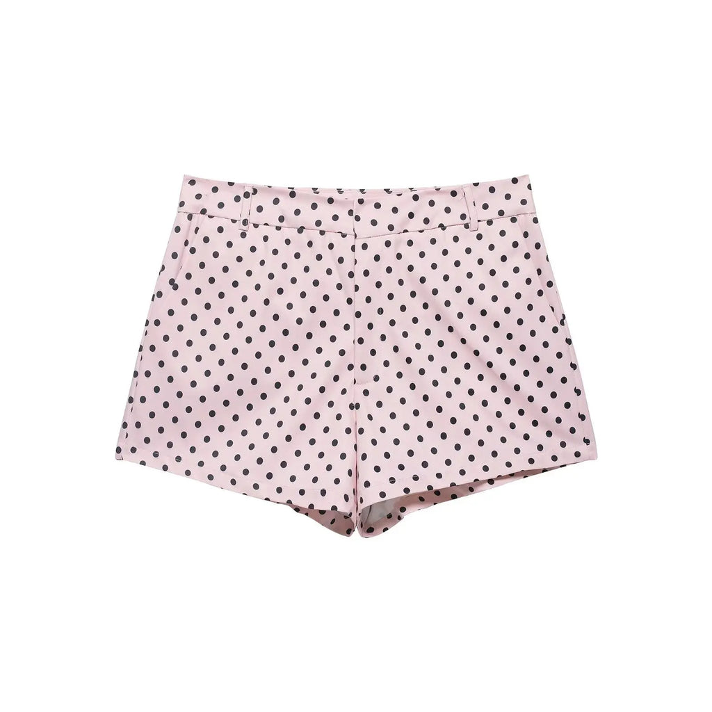 Cross-border European and American Women's Clothing AliExpress Bestseller Fashion Polka Dot Peffle-tulle Coat + Mini Shorts Set