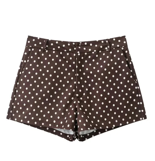 Cross-border European and American Women's Clothing AliExpress Bestseller Fashion Polka Dot Peffle-tulle Coat + Mini Shorts Set