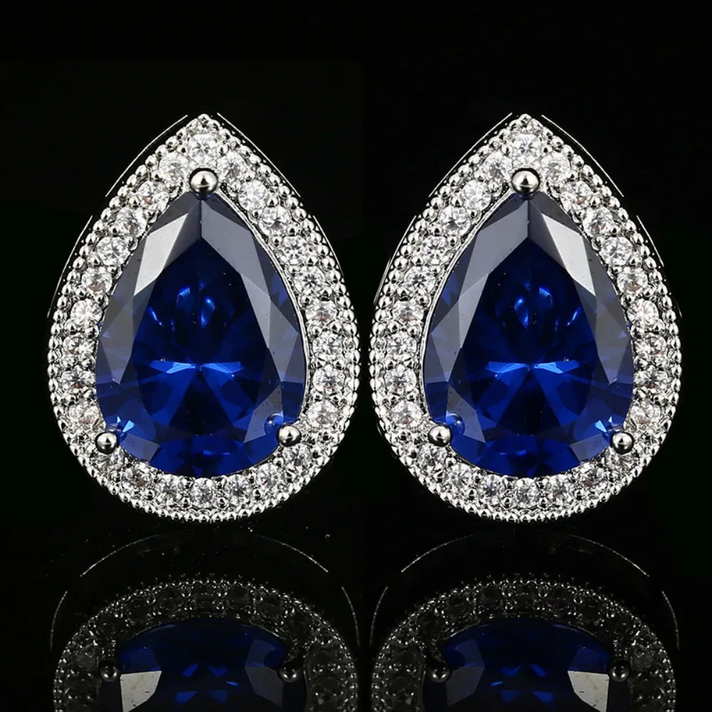 Retro Luxury Men's French Shirt Cufflinks with Waterdrop Zircon Studs Business Banquet Wedding Suit High End Cuff Buttons Jwelry
