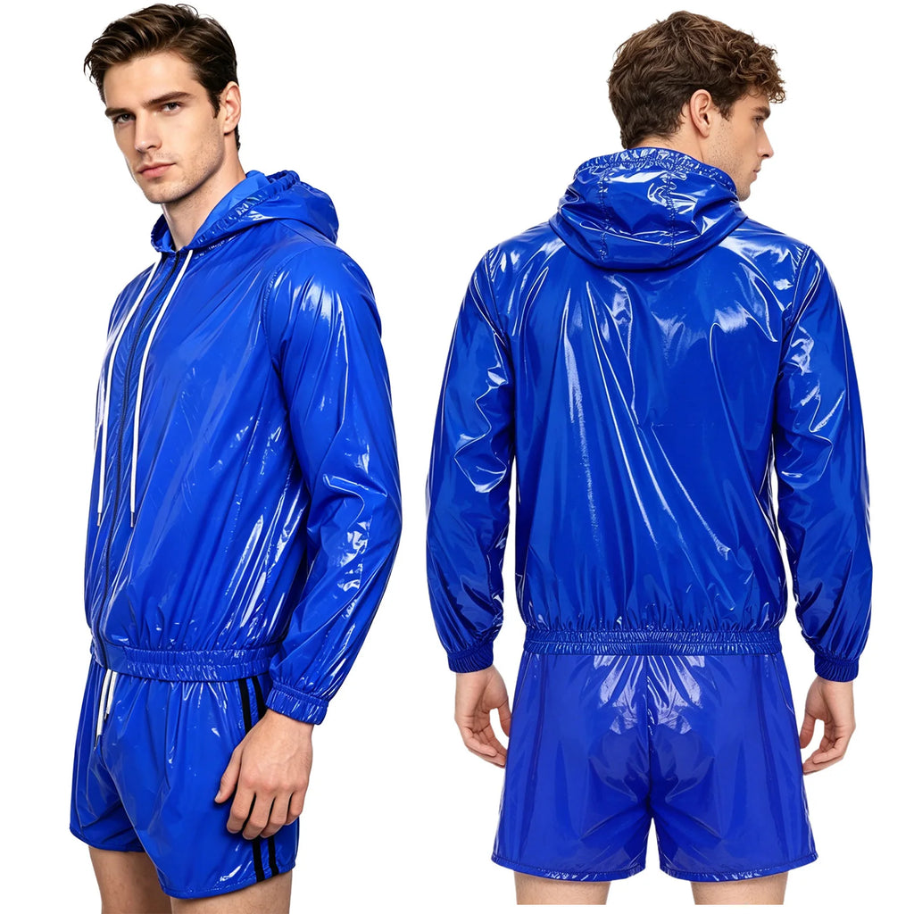 Men's Waterproof Tracksuit Sweat Outfit Sleeveless Buttons Tank Tops And Boxer Shorts Gym Workout Fitness Sportswear Swimwear