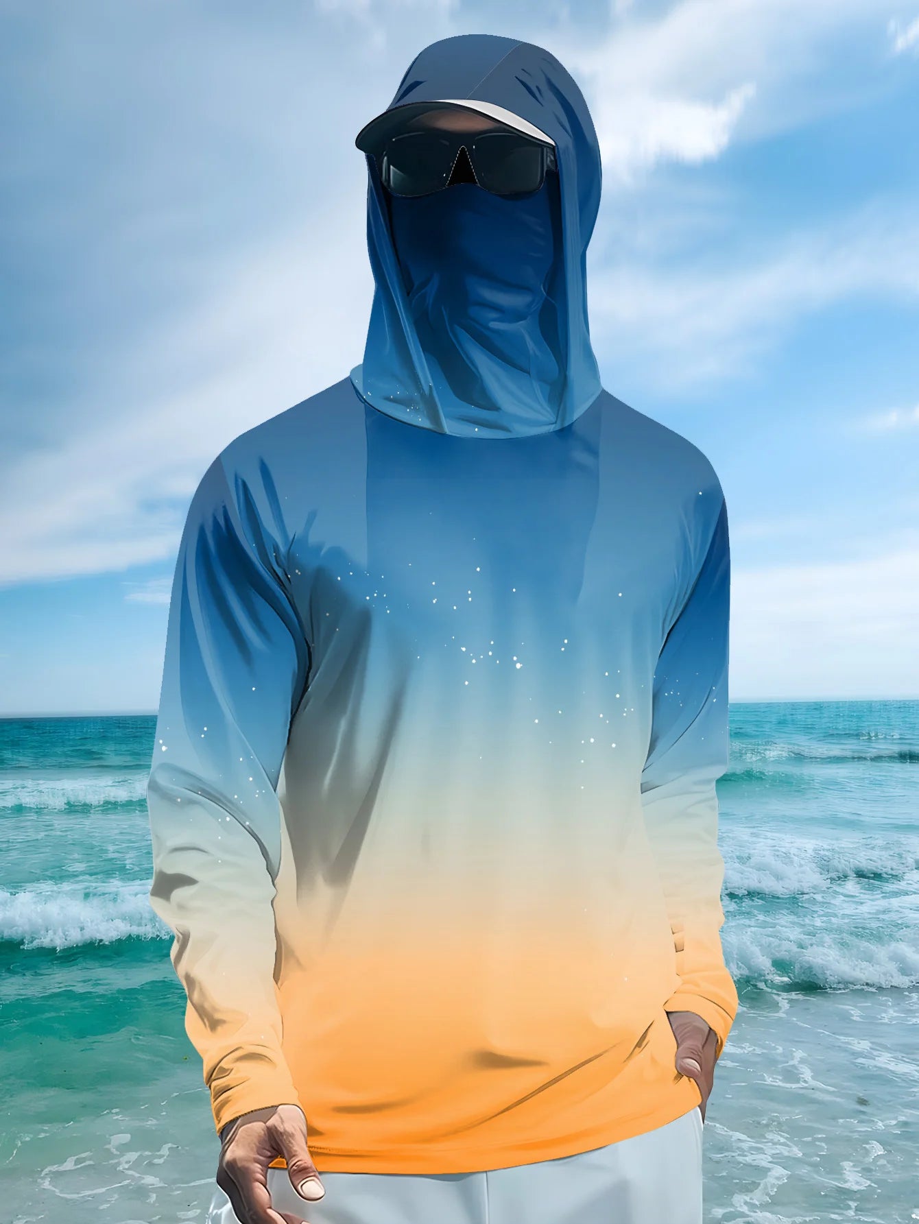 2026 Summer Best-selling Men's Long-Sleeved Shirt for Outdoor Leisure Sport Comfortable and Soft Simple Gradient Pattern Print