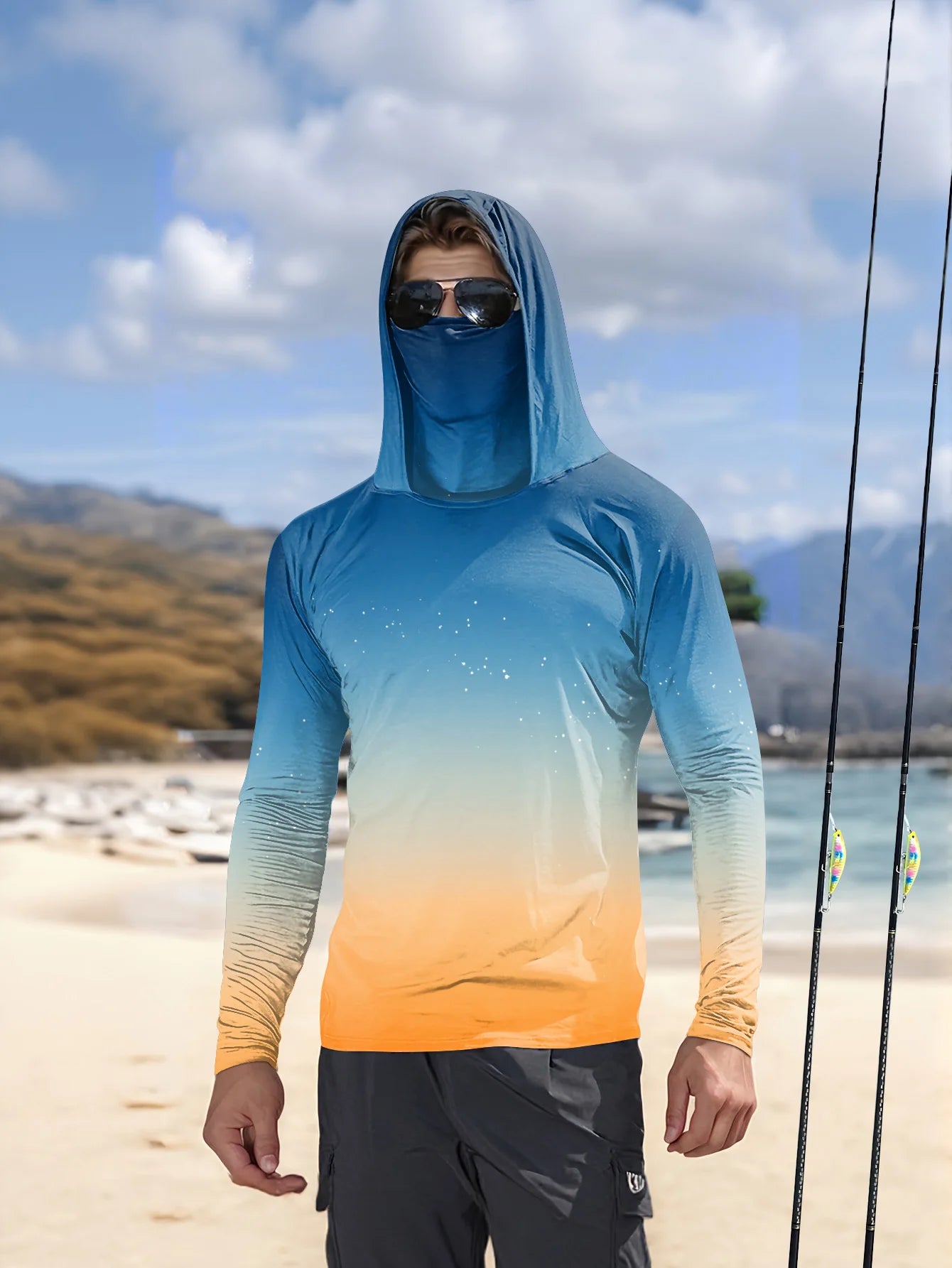 2026 Summer Best-selling Men's Long-Sleeved Shirt for Outdoor Leisure Sport Comfortable and Soft Simple Gradient Pattern Print