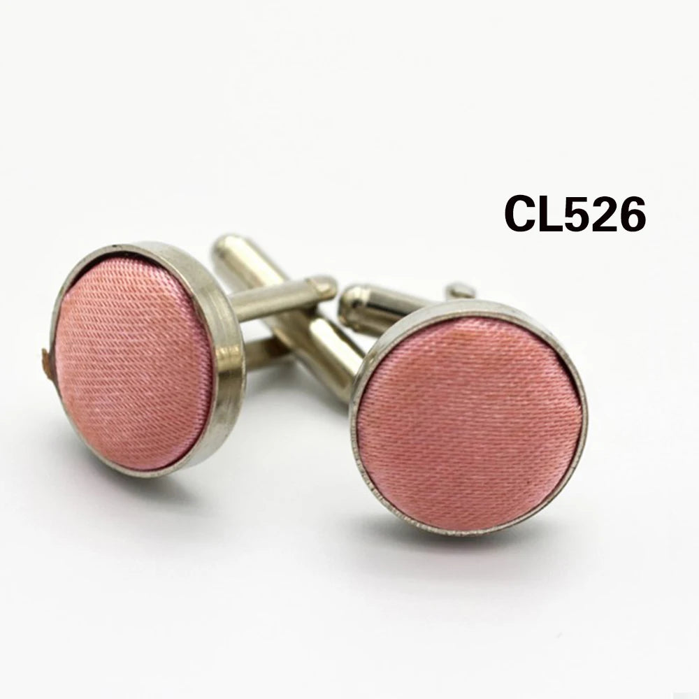 HUISHI Round Cufflinks Mens For Business Shirt Wedding Party Men Cufflink Solid Cloth Round Cuff links Accessories Wholesales