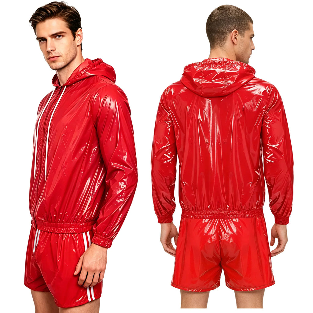 Men's Waterproof Tracksuit Sweat Outfit Sleeveless Buttons Tank Tops And Boxer Shorts Gym Workout Fitness Sportswear Swimwear