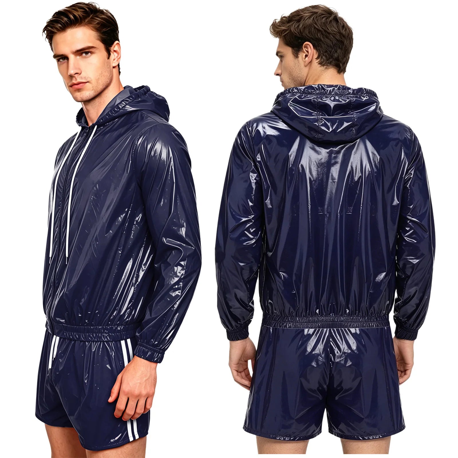 Men's Waterproof Tracksuit Sweat Outfit Sleeveless Buttons Tank Tops And Boxer Shorts Gym Workout Fitness Sportswear Swimwear