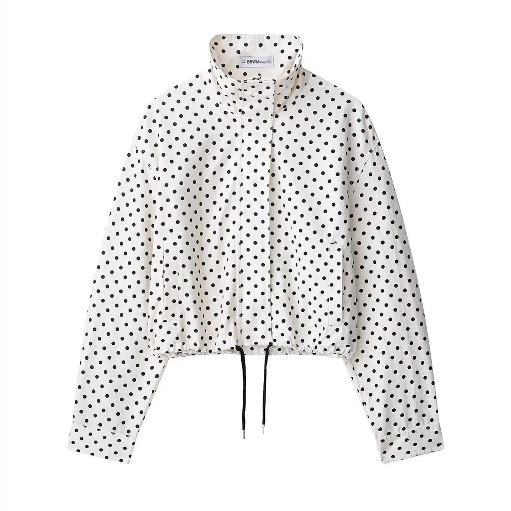Cross-border European and American Women's Clothing AliExpress Bestseller Fashion Polka Dot Peffle-tulle Coat + Mini Shorts Set
