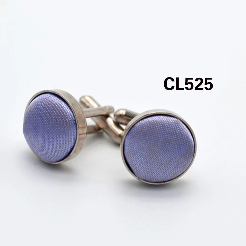 HUISHI Round Cufflinks Mens For Business Shirt Wedding Party Men Cufflink Solid Cloth Round Cuff links Accessories Wholesales