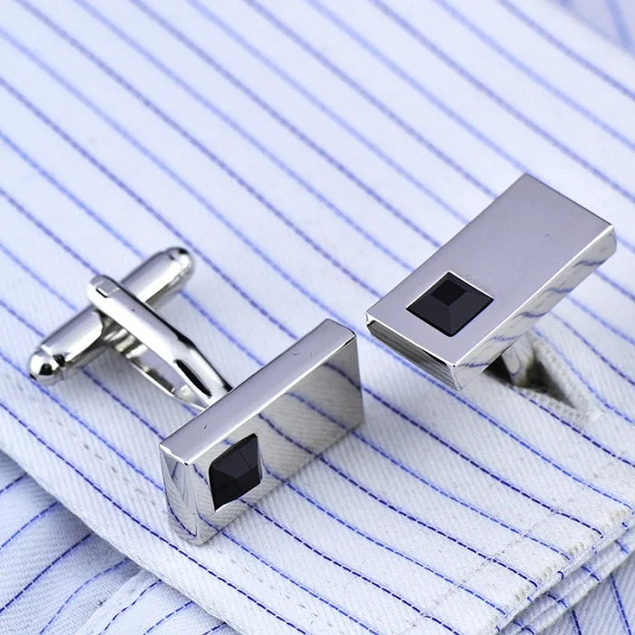 JHSL Square/Rectangle Men Cufflinks Purple White Black Blue Red Pink Stonee Fashion Jewelry Metal Shirts Party Gift