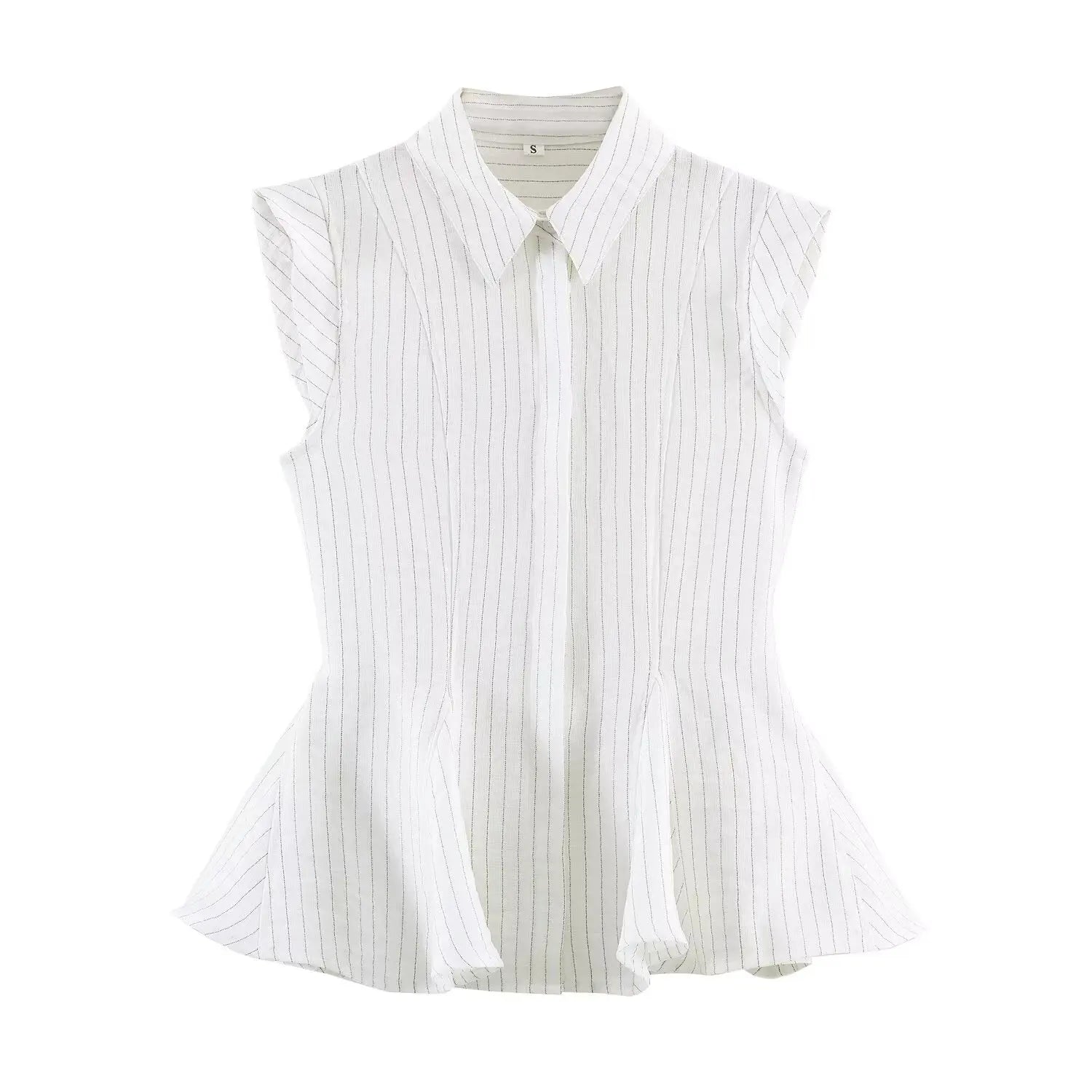 Fashion Striped Blouse Top For Women Summer Summer OL Lapel Sleeveless Single Breasted Shirt Summer Unique Elegant Causal Shirt