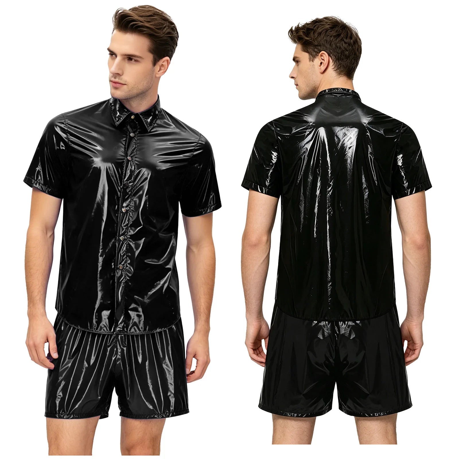 Men's Waterproof Tracksuit Sweat Outfit Sleeveless Buttons Tank Tops And Boxer Shorts Gym Workout Fitness Sportswear Swimwear