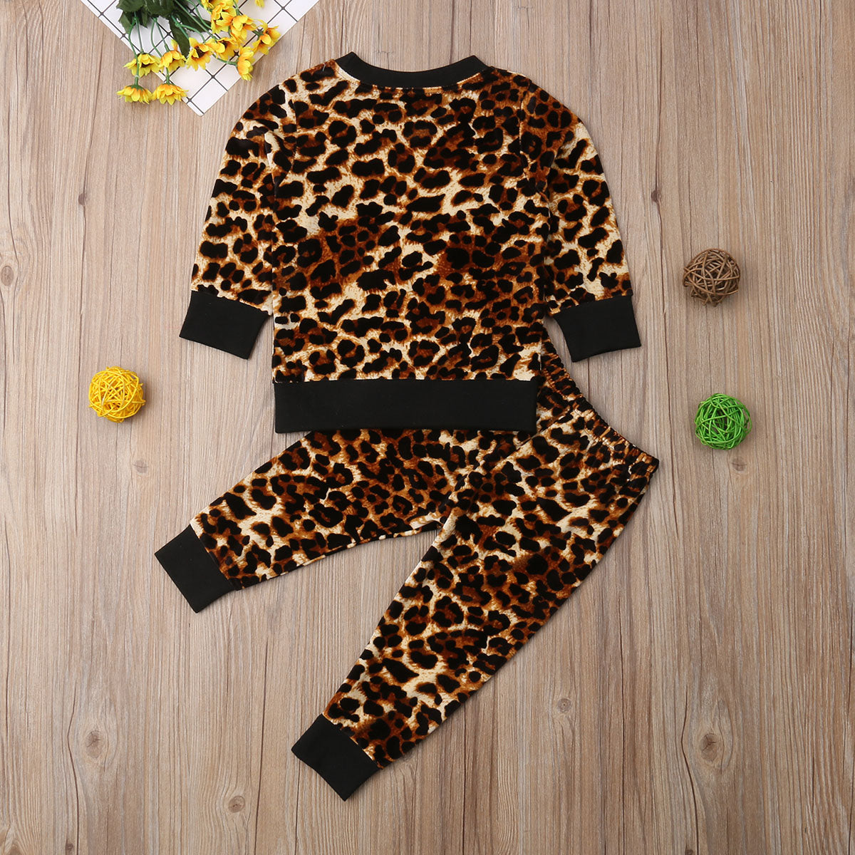 Coral Velvet Leopard Print T-Shirt and Pants Set