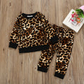 Coral Velvet Leopard Print T-Shirt and Pants Set