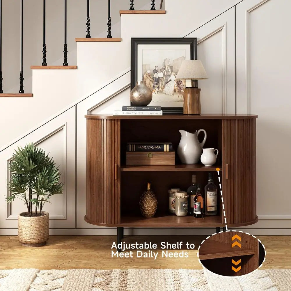 40 Sideboard Buffet Cabinet with Storage, Storage Cabinet with Sliding Door amp Adjustable Shelf, Modern Accent Coffee Bar Cons