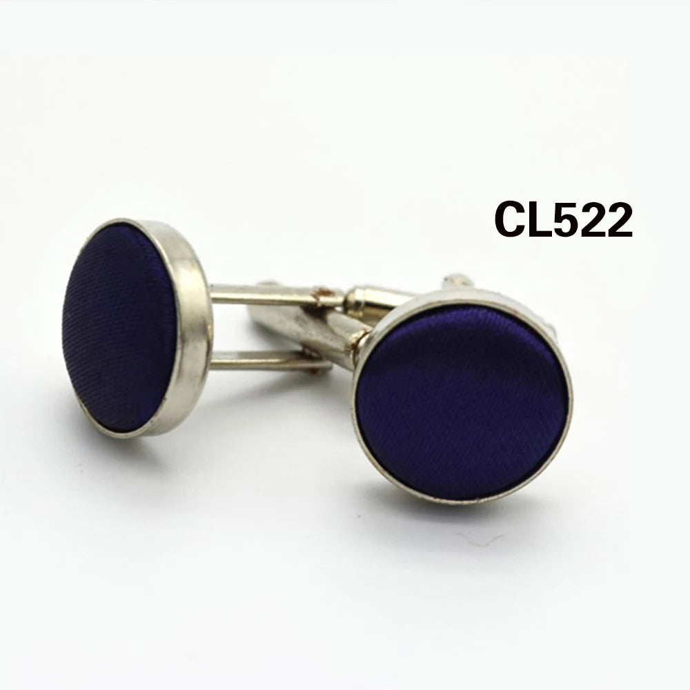 HUISHI Round Cufflinks Mens For Business Shirt Wedding Party Men Cufflink Solid Cloth Round Cuff links Accessories Wholesales