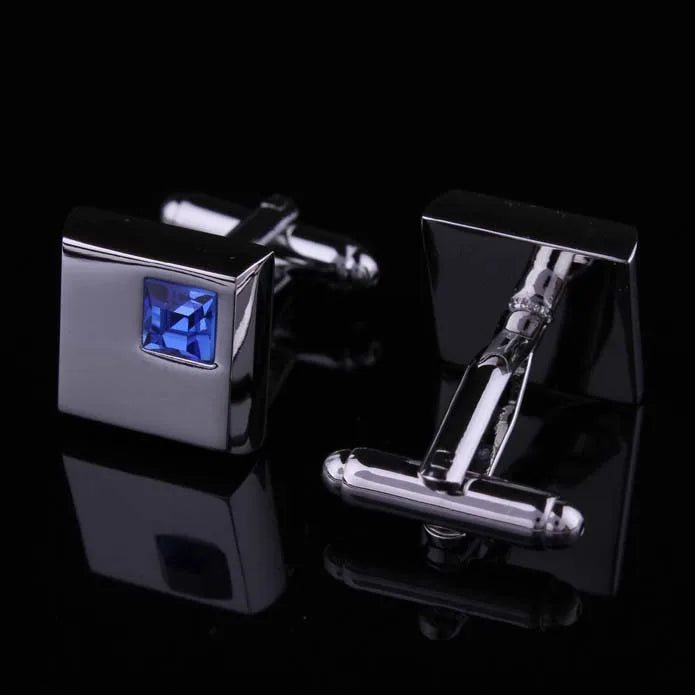 JHSL Square/Rectangle Men Cufflinks Purple White Black Blue Red Pink Stonee Fashion Jewelry Metal Shirts Party Gift