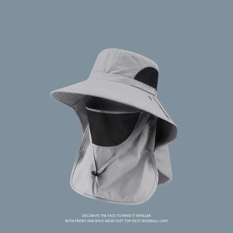 Summer Sun Hats UV Protection Outdoor Hunting Fishing Cap For Men Women Hiking Camping Visor Bucket Hat Neck Flap Fisherman Hat