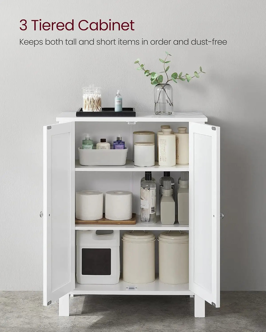 Floor Storage Cabinet with 2 Adjustable Shelves, Freestanding for Bathroom Living Room Kitchen, 11.8x23.6x31.5 Inches, Cloud