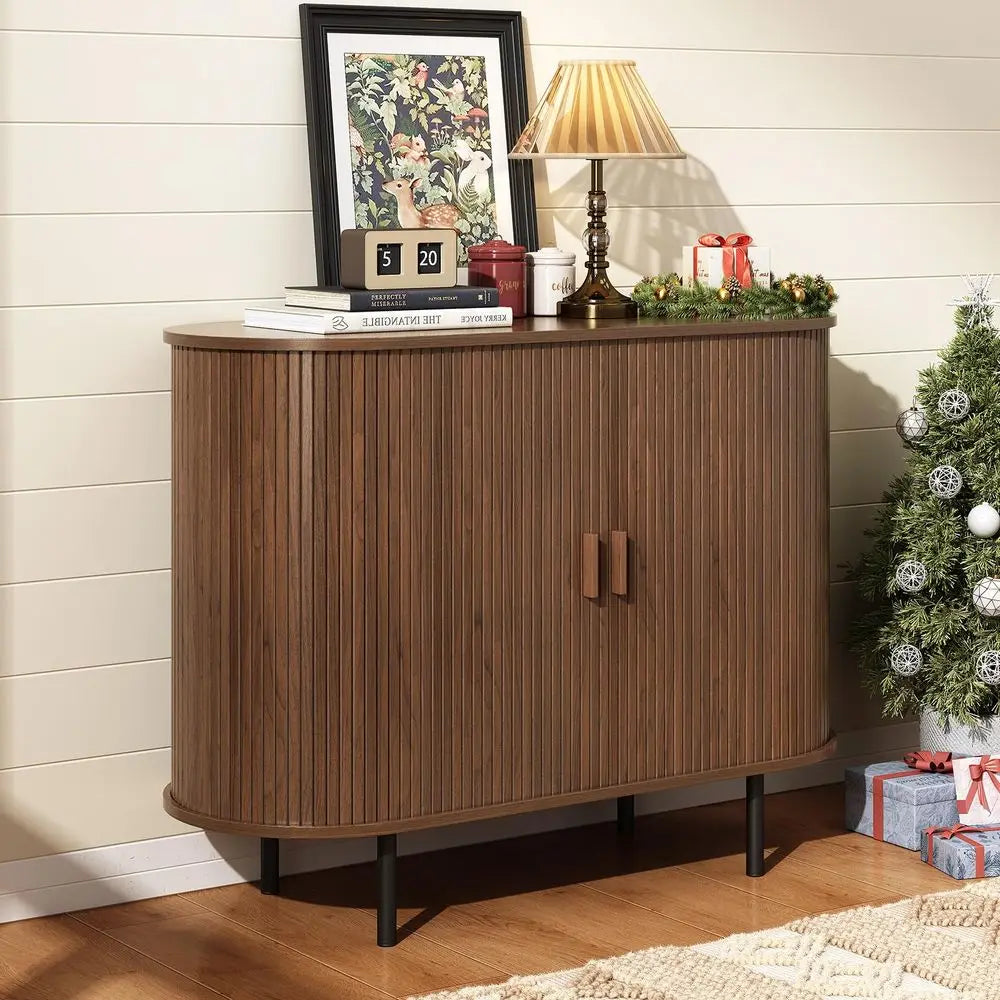 40 Sideboard Buffet Cabinet with Storage, Storage Cabinet with Sliding Door amp Adjustable Shelf, Modern Accent Coffee Bar Cons