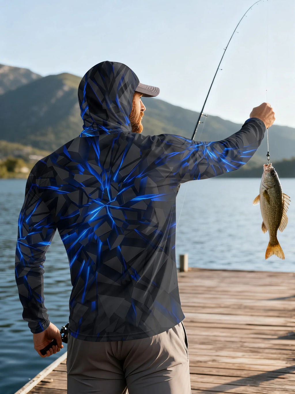 2026 New Model UV-Resistant Fishing Shirt with Long Sleeves and Hooded Collar - UV-Resistant Fishing Mask Clothing