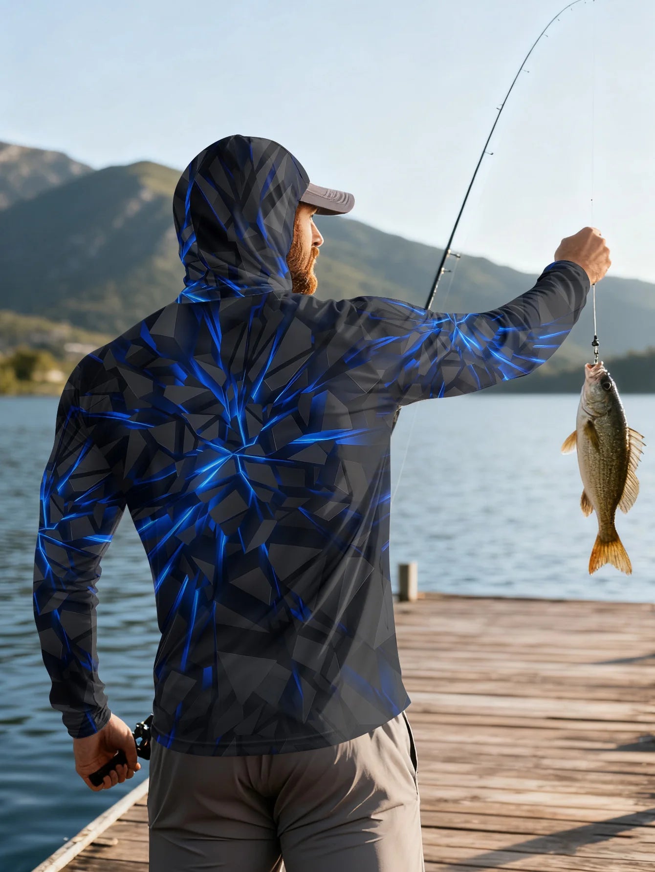 2026 New Model UV-Resistant Fishing Shirt with Long Sleeves and Hooded Collar - UV-Resistant Fishing Mask Clothing