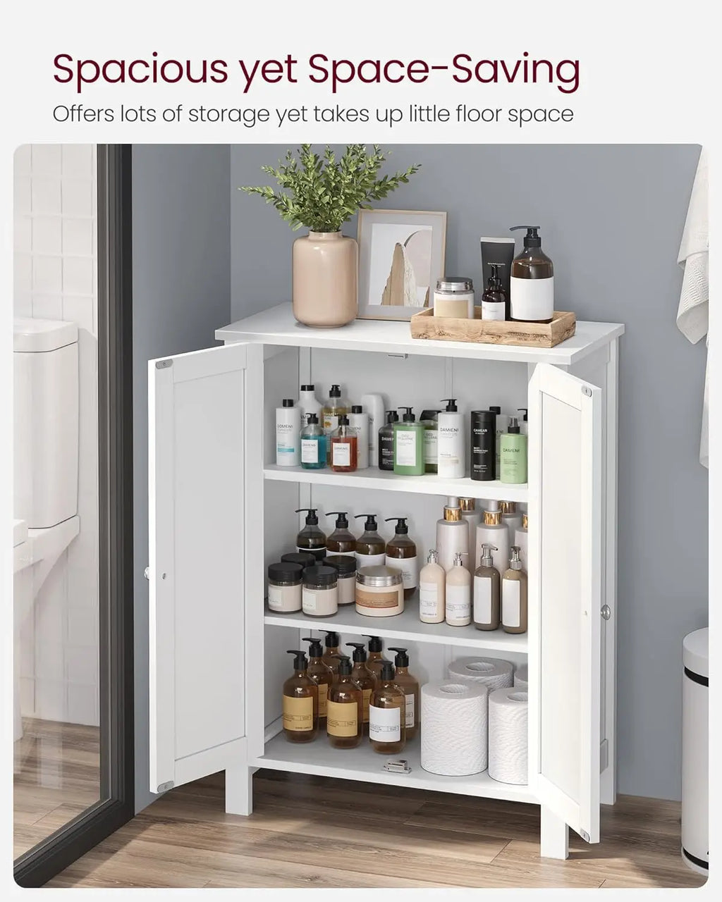 Floor Storage Cabinet with 2 Adjustable Shelves, Freestanding for Bathroom Living Room Kitchen, 11.8x23.6x31.5 Inches, Cloud