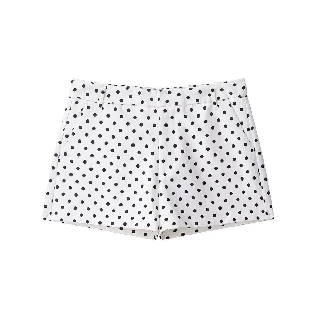 Cross-border European and American Women's Clothing AliExpress Bestseller Fashion Polka Dot Peffle-tulle Coat + Mini Shorts Set