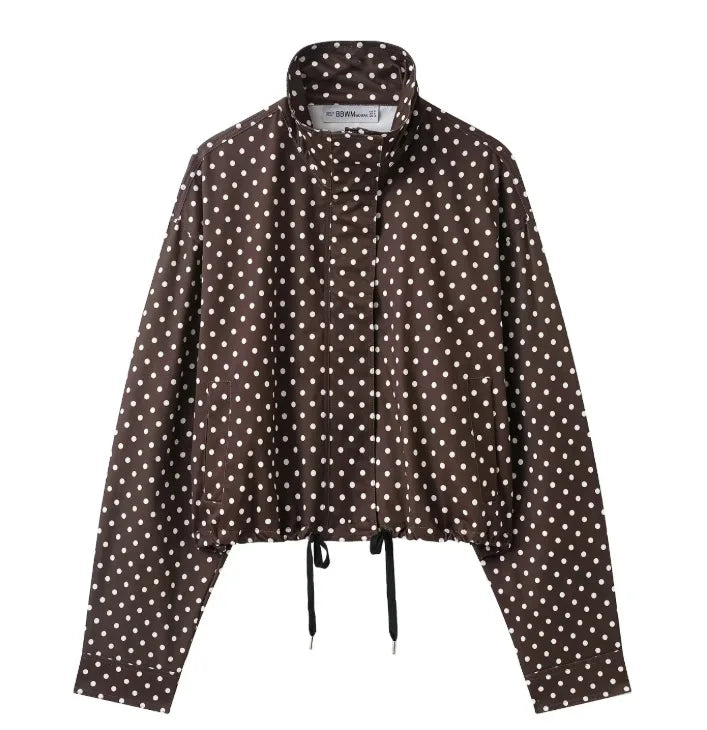 Cross-border European and American Women's Clothing AliExpress Bestseller Fashion Polka Dot Peffle-tulle Coat + Mini Shorts Set