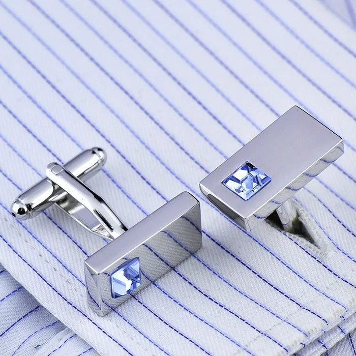 JHSL Square/Rectangle Men Cufflinks Purple White Black Blue Red Pink Stonee Fashion Jewelry Metal Shirts Party Gift
