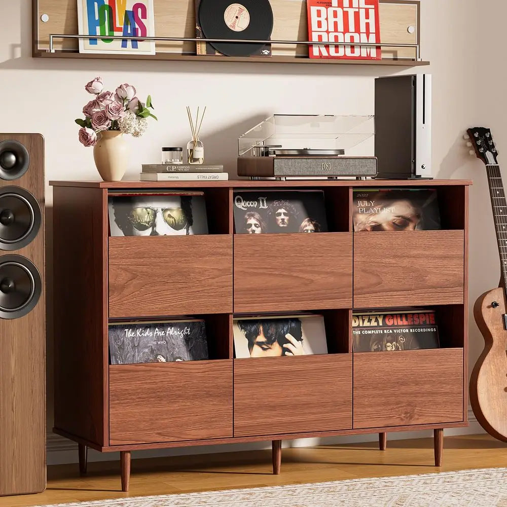47.2 Large Record Player Stand, 7 10 12 Vinyl Record Storage Cabinet, Mid Century Turntable Stand, Vinyl Record Holder, Media C