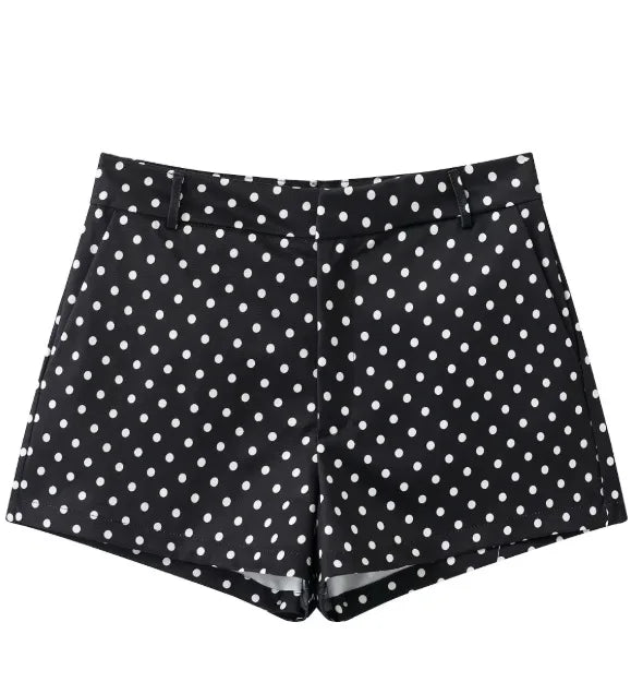 Cross-border European and American Women's Clothing AliExpress Bestseller Fashion Polka Dot Peffle-tulle Coat + Mini Shorts Set