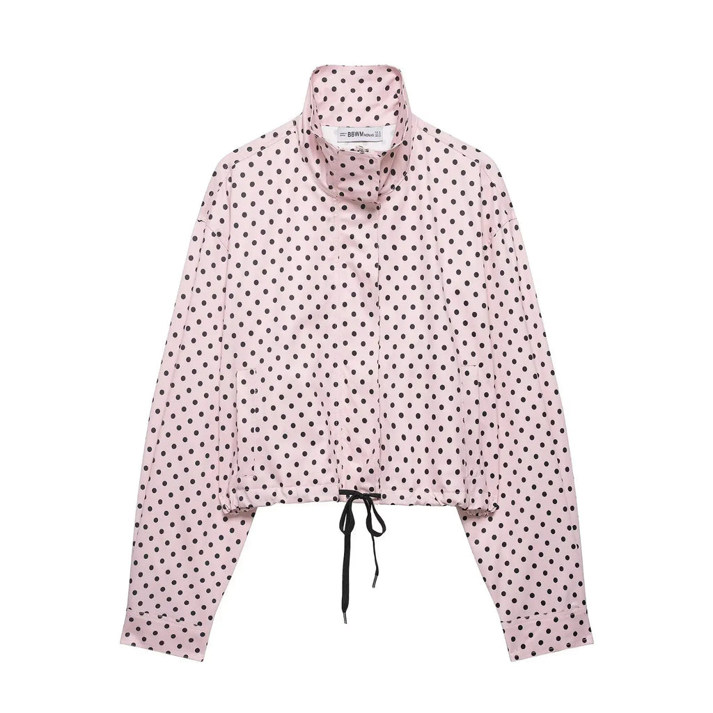 Cross-border European and American Women's Clothing AliExpress Bestseller Fashion Polka Dot Peffle-tulle Coat + Mini Shorts Set