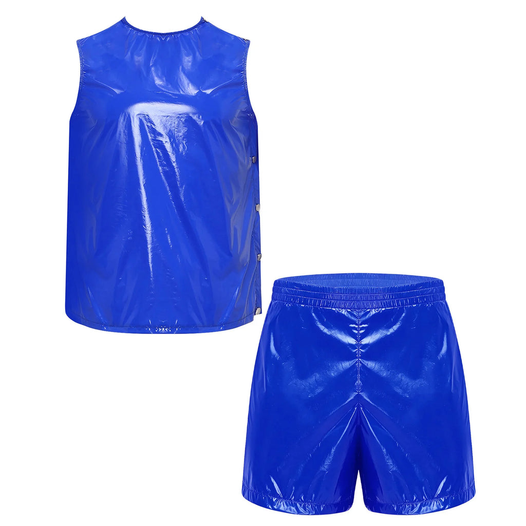 Men's Waterproof Tracksuit Sweat Outfit Sleeveless Buttons Tank Tops And Boxer Shorts Gym Workout Fitness Sportswear Swimwear