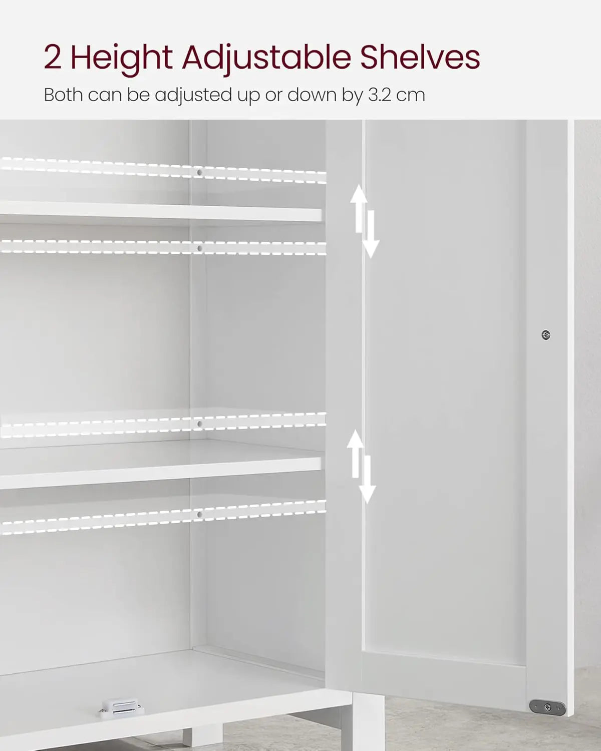 Floor Storage Cabinet with 2 Adjustable Shelves, Freestanding for Bathroom Living Room Kitchen, 11.8x23.6x31.5 Inches, Cloud