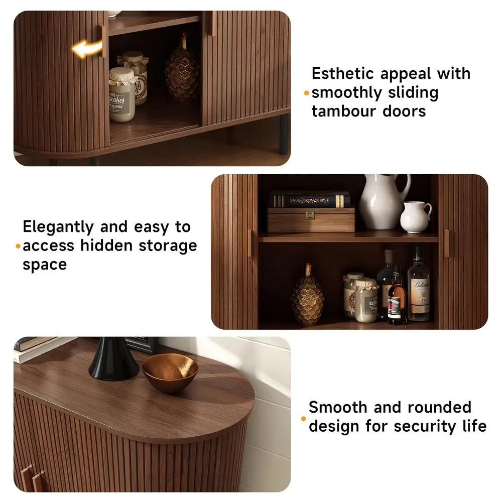 40 Sideboard Buffet Cabinet with Storage, Storage Cabinet with Sliding Door amp Adjustable Shelf, Modern Accent Coffee Bar Cons