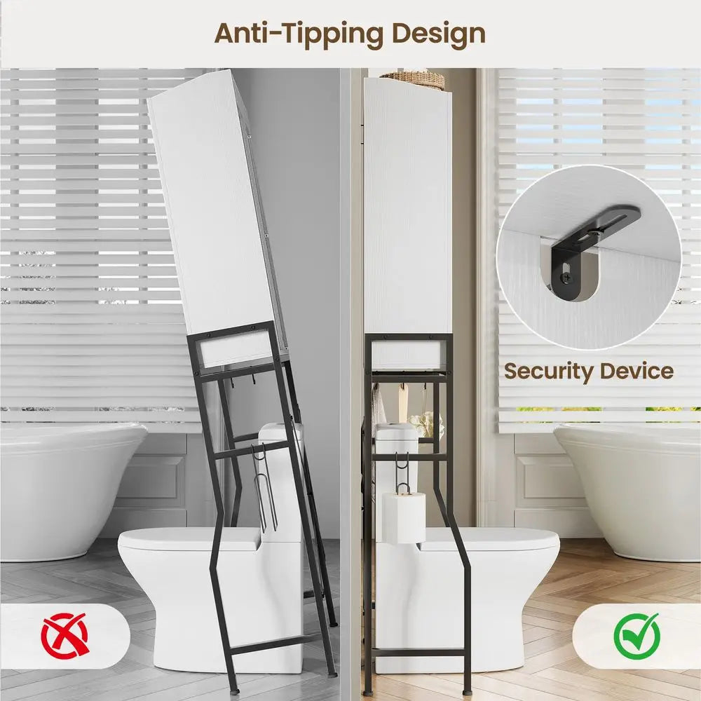 Over The Toilet Storage Cabinet, Over Toilet Organizer with 2Door amp Metal Stand, Bathroom Organizers and Storage with Adjusta