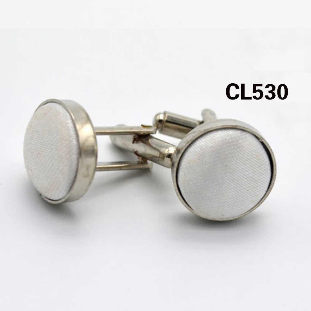HUISHI Round Cufflinks Mens For Business Shirt Wedding Party Men Cufflink Solid Cloth Round Cuff links Accessories Wholesales